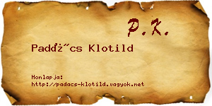 Padács Klotild névjegykártya